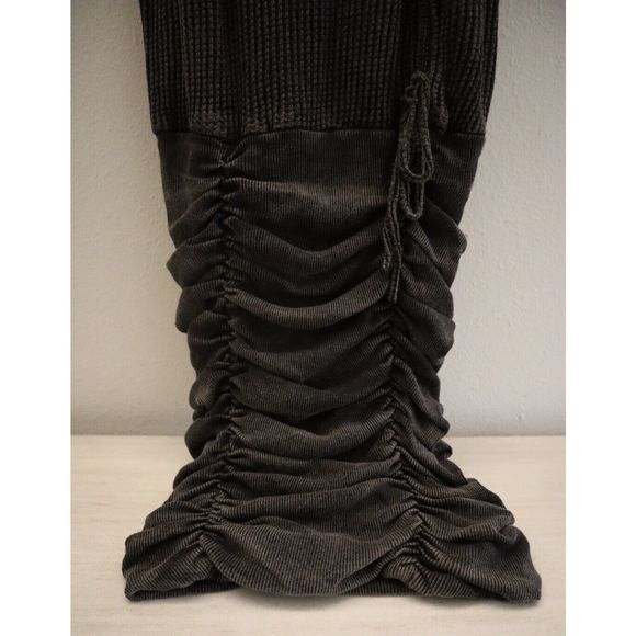Free People One Women's Sz XS Black/Gray Katya Thermal Ruched Mini Dress - Picture 6 of 11